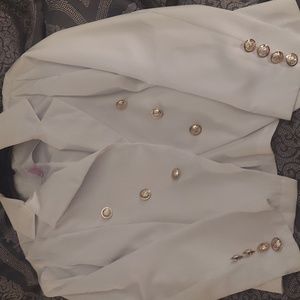 White Blazer with gold buttons